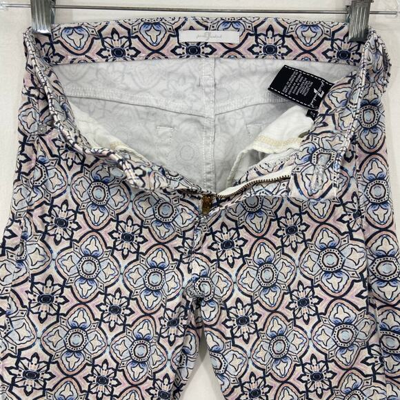 7 For All Mankind Pastel Stained Glass Print Ankle Skinny Jean - Picture 4 of 7